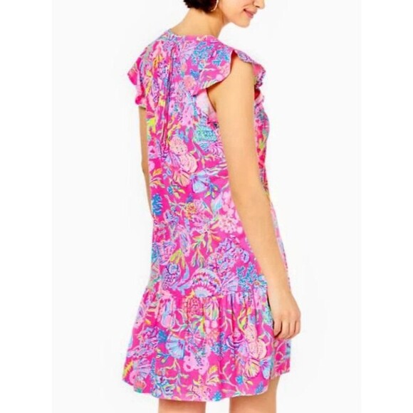 Lilly Pulitzer Women’s Size XXS Golda Flutter Sleeve Dress Pink Isle - Picture 2 of 10